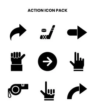 Action Glyph Collection Icons Pack Illustration