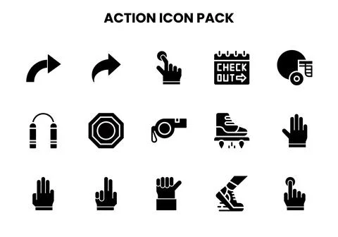 Action Glyph Icons Pack Stock Illustration