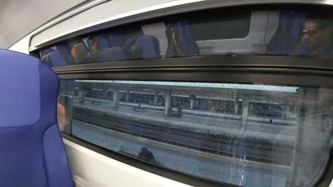 Action Hyperlapse inside train in Tuscany Italy  rain in Pisa Station 4k Stock Footage 244511723