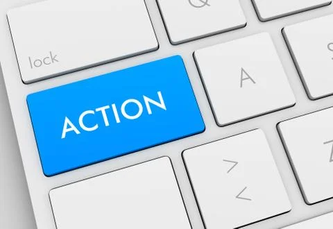 Action keyboard concept 3d illustration Stock Illustration