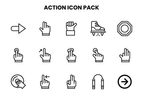 Action Line Bundle Icons Pack Illustration