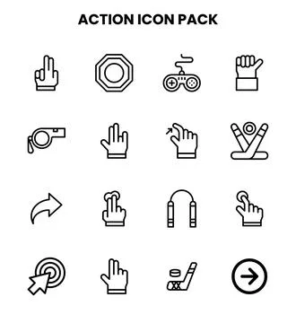 Action Line Graphics Icons Pack Stock Illustration