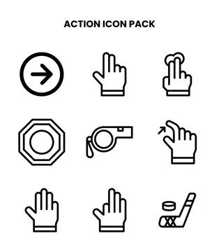 Action Line Graphics Icons Pack Stock Illustration