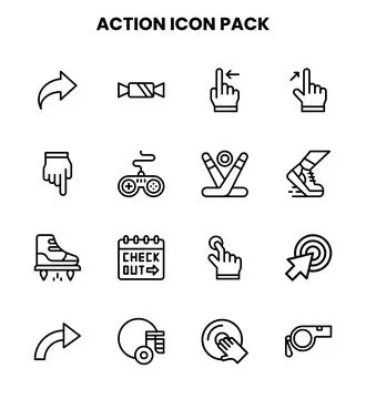 Action Line Icons Pack Stock Illustration