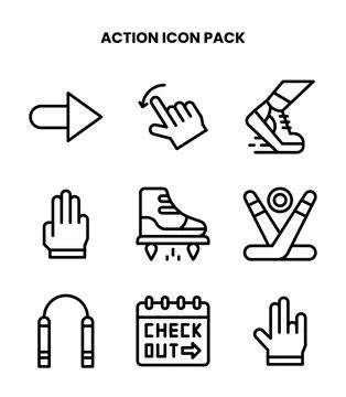 Action Line Set Icons Pack Stock Illustration