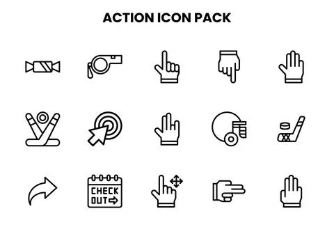 Action Line Set Icons Pack Stock Illustration