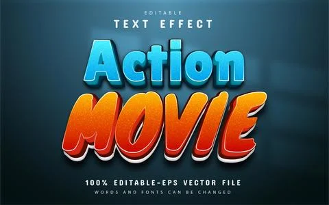 Action movie text, gradient style text effect Illustrazione stock