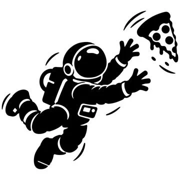 Action-oriented illustration of an astronaut floating in space reaching out.. Stock-Illustration