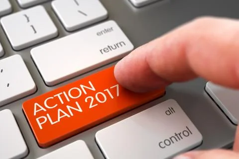 Action Plan 2017 - Computer Keyboard Concept. 3D Stock Illustration
