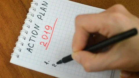 Action Plan for 2019. Making a list of cases. Tactics strategies. Stock-Footage 99907264