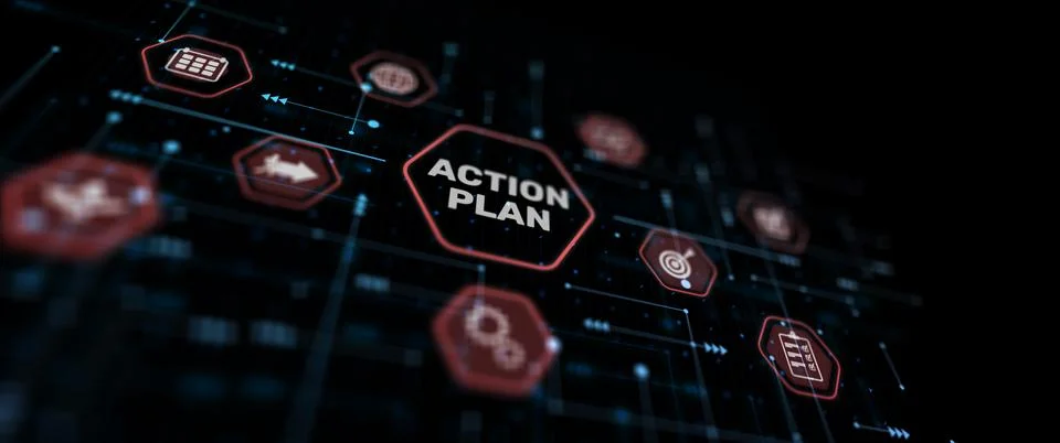 Action plan abstract background. Algorithm and strategy development business Stock Illustration