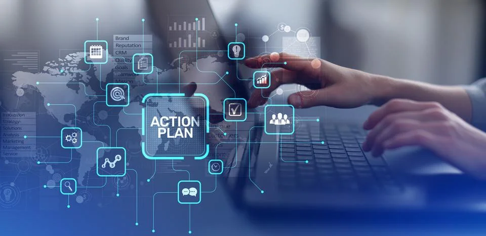 Action Plan and Strategic Project Management for Business Implementation Stock Photos