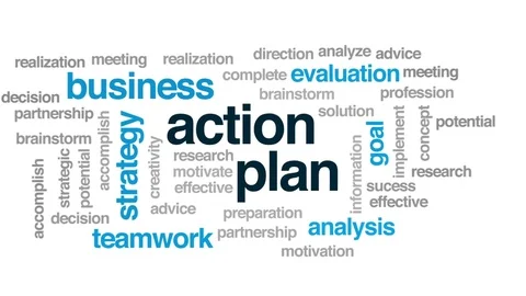Action plan animated word cloud, text design animation. Stock Footage 80209463