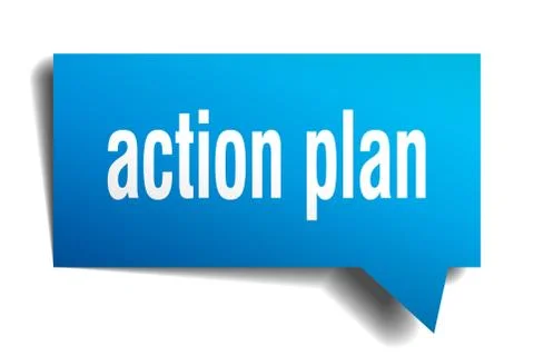 Action plan blue 3d speech bubble Stock Illustration