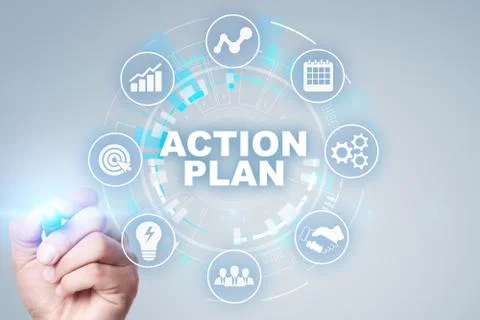 Action plan, business strategy, time management concept on virtual screen. Фото