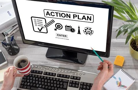 Action plan concept on a computer 写真素材