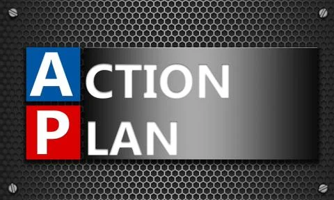 Action Plan concept on mesh hexagon background 스톡 일러스트