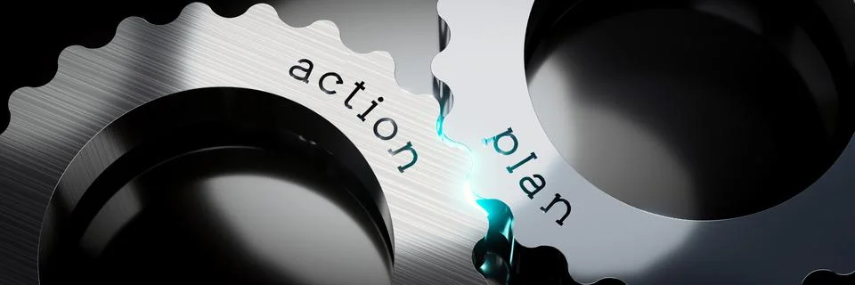 Action, plan - gears concept - 3D illustration Stock Illustration