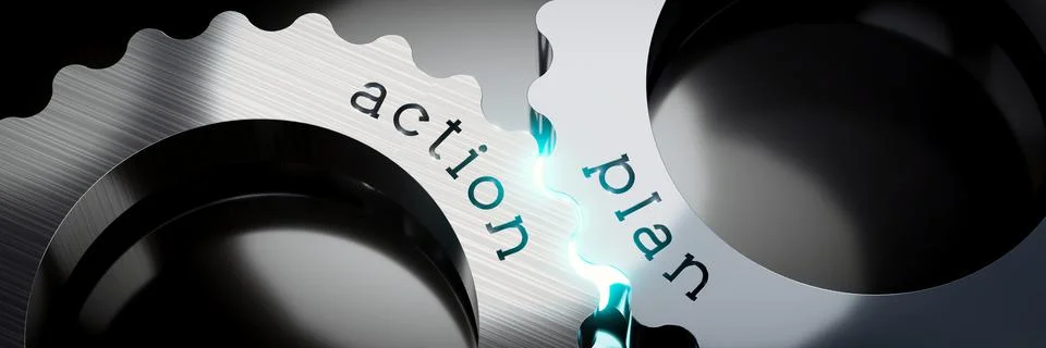 Action, plan - gears concept - 3D illustration Stock Illustration
