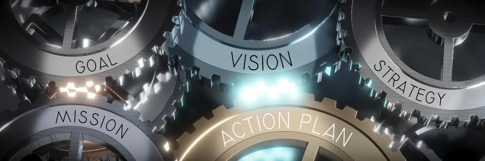 Action plan - gears concept - 3D illustration Stock Illustration