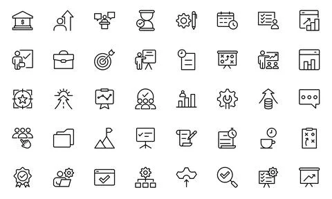 Action Plan Icon Set. High-Quality Icons for Planning, Strategy, Project Ma.. Stock Illustration
