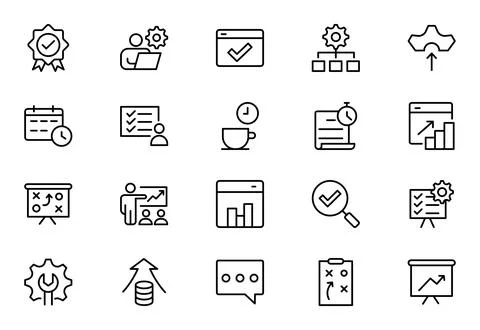 Action Plan Icon Set. High-Quality Icons for Planning, Strategy, Project Ma.. Stock Illustration