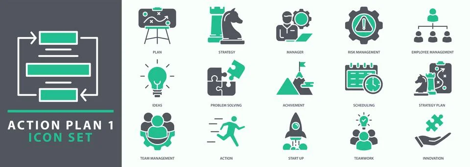 Action Plan icon set Stock Illustration