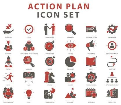 Action Plan icon set Stock Illustration
