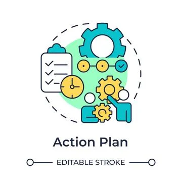 Action plan multi color concept icon Stock Illustration