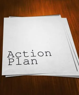 Action plan paper on the table Stock Illustration