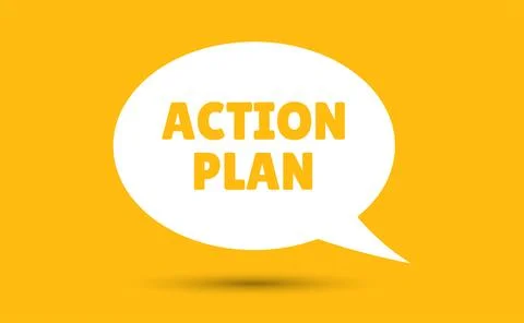 Action plan speech bubble vector illustration. Communication speech bubble .. Stock Illustration