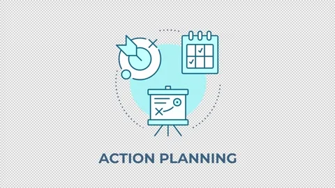 Action planning blue concept icon animation Stock Footage 344177719