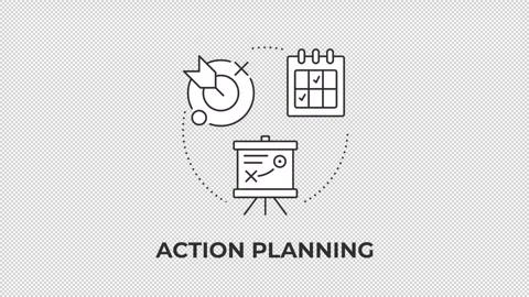 Action planning line concept icon animation Stock Footage 340576812