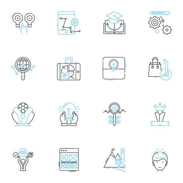Action planning linear icons set. trategy, Goal, Plan, Execution, Tactics Stock Illustration