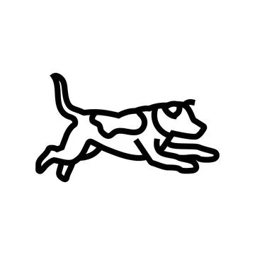 Action pose dog competition show show line icon vector illustration Stock Illustration