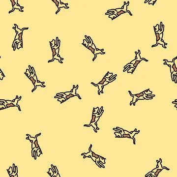 Action pose dog competition show show vector seamless pattern Stock Illustration