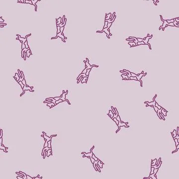 Action pose dog competition show show line seamless pattern Stock Illustration