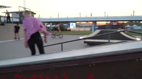 Action on the ramps in the evening Stock Footage 64683245