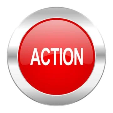 Action red circle chrome web icon isolated.. Stock Illustration