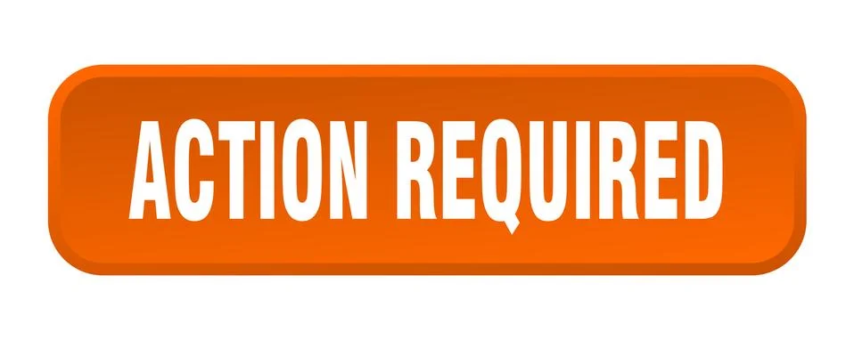 Action required button. action required square 3d push button Illustrazione stock