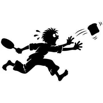 Action sequence of a boy running in a frantic state to catch a flying piece.. Stock Illustration