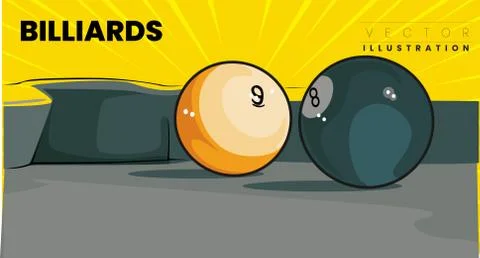 Action Shot Billiards Table Pool Cue and Balls vector illustration イラスト素材