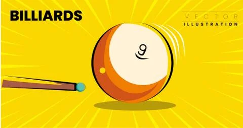 Action Shot Billiards Table Pool Cue and Balls vector illustration イラスト素材