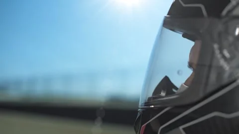 Action shot of driver on racetrack. Stock Footage 314256673