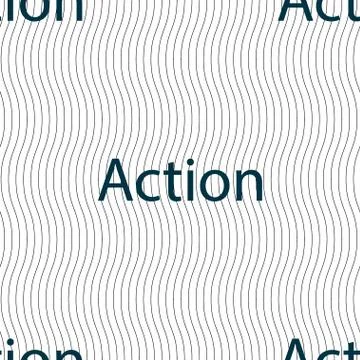 Action sign icon. Motivation button with arrow. Seamless pattern with geometr Illustrazione stock