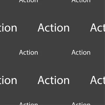 Action sign icon. Motivation button with arrow. Seamless pattern on a gray ba Stock Illustration