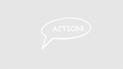 Action! speech bubble text reveals loop on transparent background, alpha channel Stock Footage 336852247