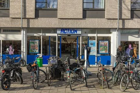 Action storefront Amsterdam Stock Photos