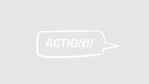 Action text animation in a hand-drawn speech bubble on transparent background Stock Footage 337470147