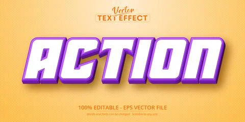 Action text, cartoon style editable text effect Stock Illustration